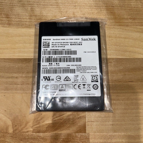 DELL TVFC0 SANDISK 128GB SSD SATA 2.5 6G 7MM X400 SD8SB8U-128G-1012 - Picture 1 of 2